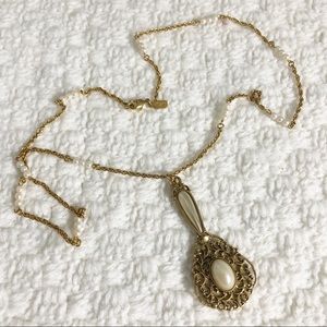VINTAGE 1928 Long Gold Pearl Necklace